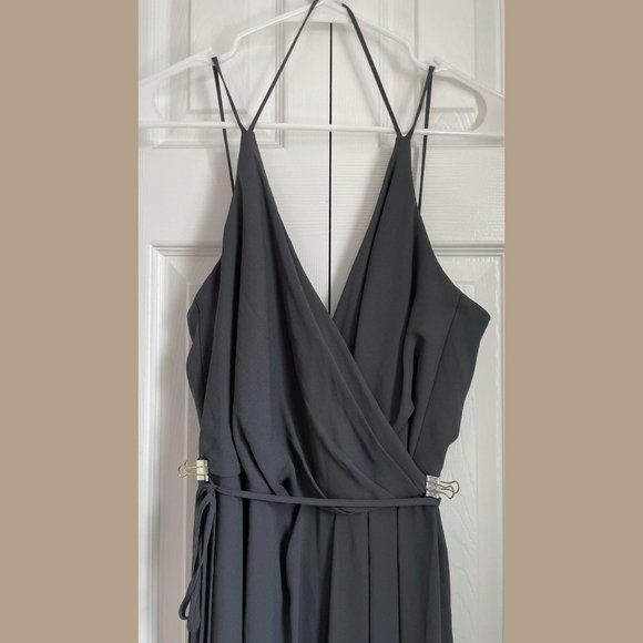 DB Studio Double-Strap Georgette Bridesmaids Dress | Graphite Size 12 - Picture 7 of 15